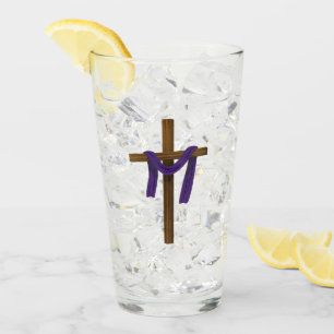 Easter Lent Cross Purple Drape Resurrection Day Glass