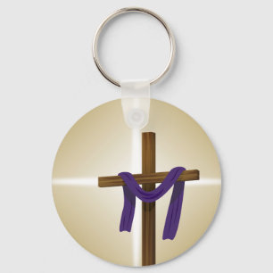 Easter Lent Cross Purple Drape Resurrection Day Key Ring