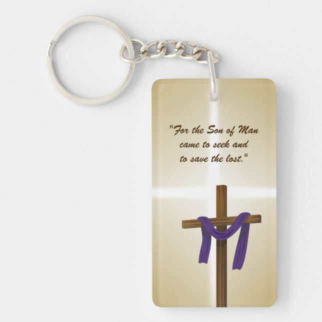 Easter Lent Cross Purple Drape Resurrection Day Key Ring (Front)