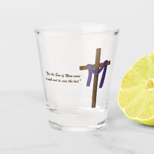 Easter Lent Cross Purple Drape Resurrection Day Shot Glass