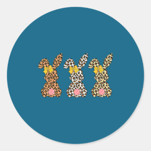 Easter leopard bunny rabbit palm sunday girls wome classic round sticker