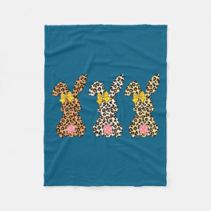 Easter leopard bunny rabbit palm sunday girls wome fleece blanket