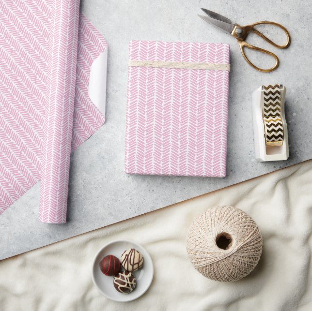 Easter Light Rose Pink White Zigzag Stripes Wrapping Paper (Crafts)