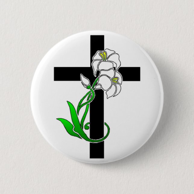 Easter Lilies and Cross 6 Cm Round Badge (Front)