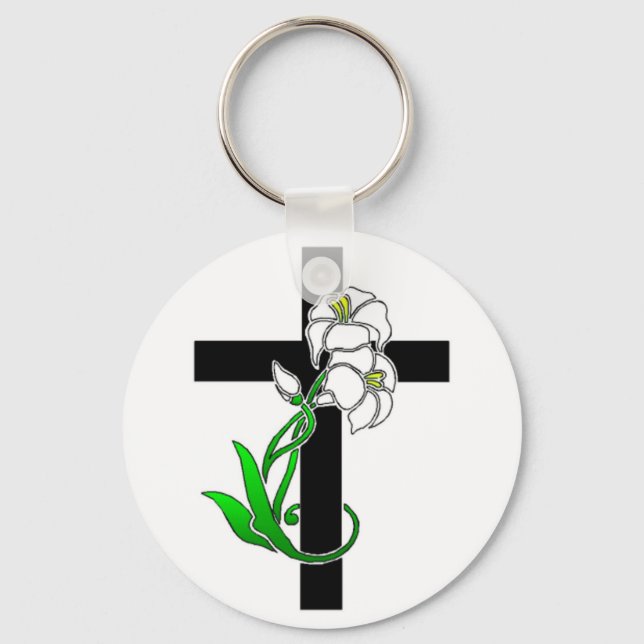 Easter Lilies and Cross Key Ring (Front)