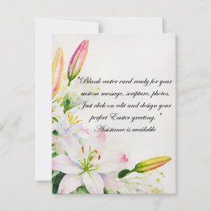 Easter lilies blank stationery holiday card