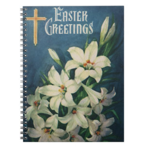 Easter Lilies Flowers, Vintage Religious Easter Notebook