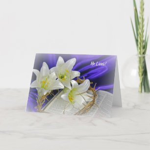 Easter Lilies on Bible Card