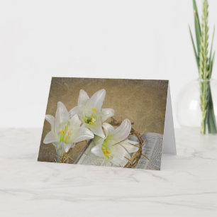 Easter Lilies on Crown of Thorns Holiday Card