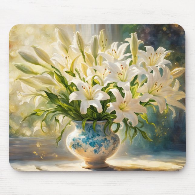 Easter Lilies & Vase Mouse Mat (Front)