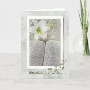 Easter Lilies with Bible Holiday Card