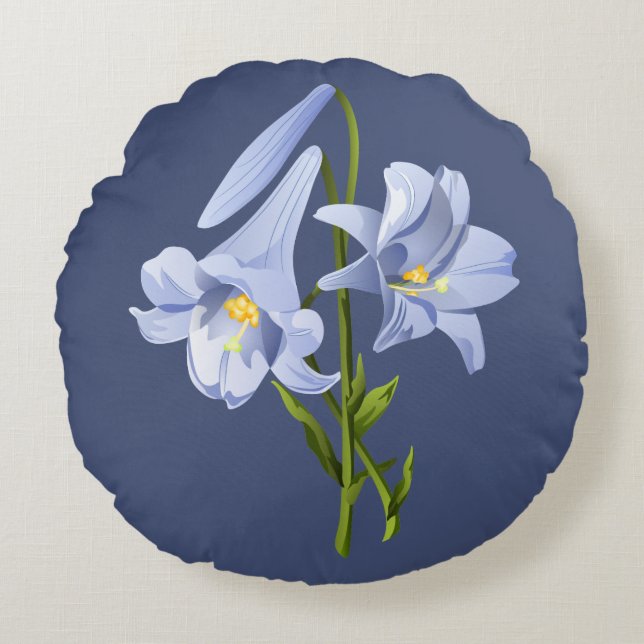 Easter Lily Bouquet Round Cushion (Front)