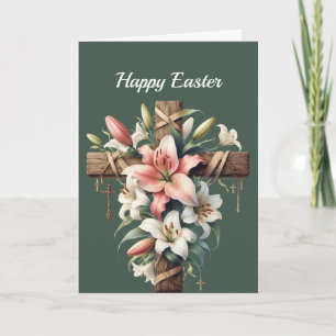 Easter Lily Cross Illustration Holiday Card