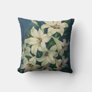 Easter Lily Flowers, Vintage Easter Lilies Cushion