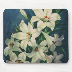 Easter Lily Flowers, Vintage Easter Lilies Mouse Mat