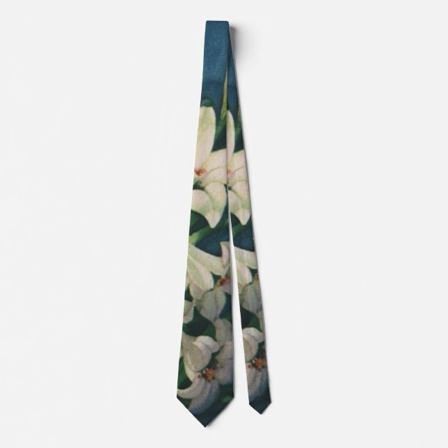 Easter Lily Flowers, Vintage Easter Lilies Tie (Front)