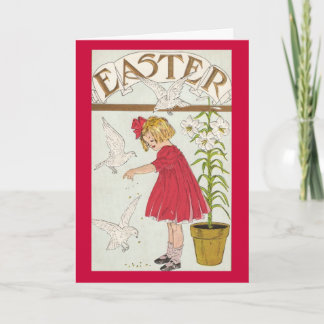Easter Lily Girl Holiday Card