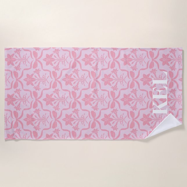Easter Lily Monogram Beach Towel (Front)