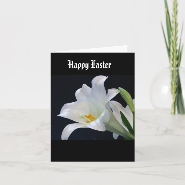 Easter Lily on Black Background Card (Front)