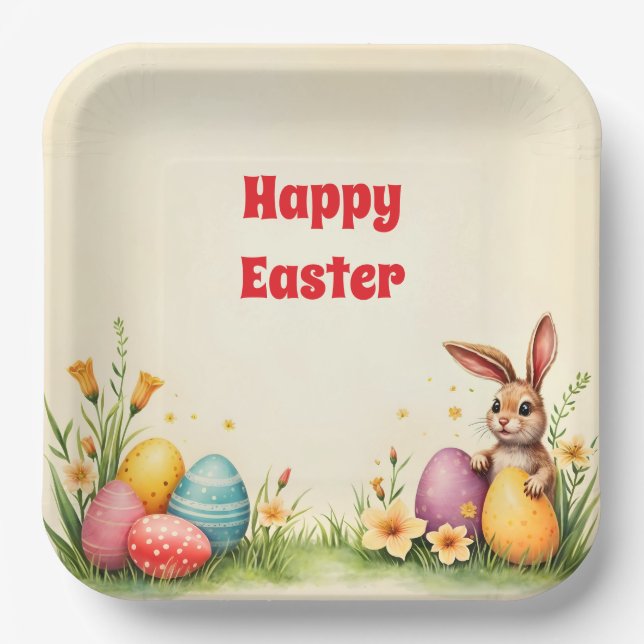 Easter Little Rabbit Popular Collection Paper Plate (Front)