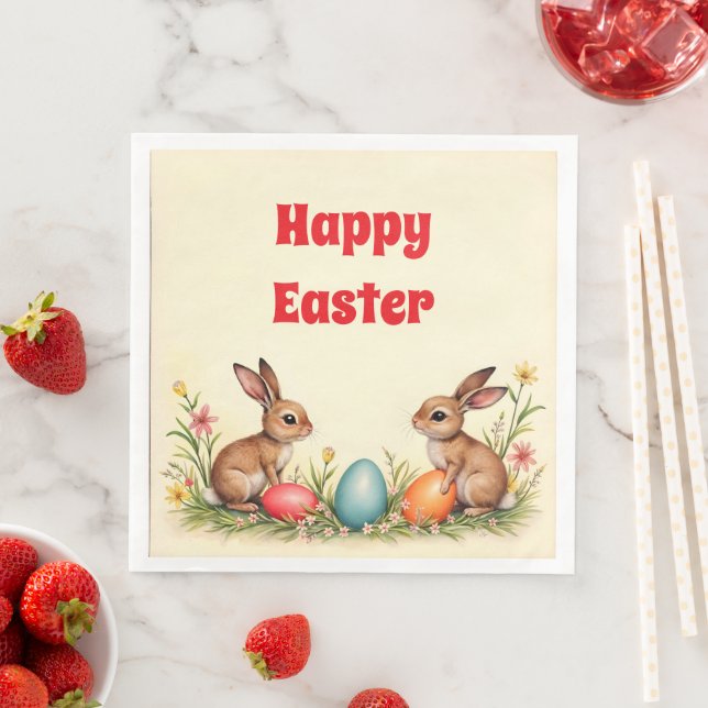 Easter Little Rabbits Vintage Popular Collection Napkin (Insitu)