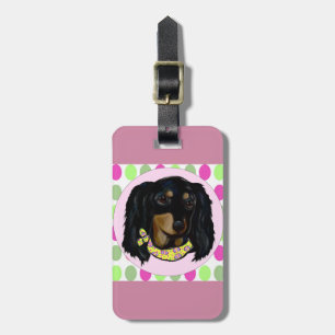 Easter Long Haired Black Dachshund Luggage Tag