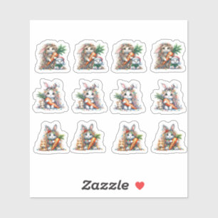 Easter Long Haired Bunnies and Carrots