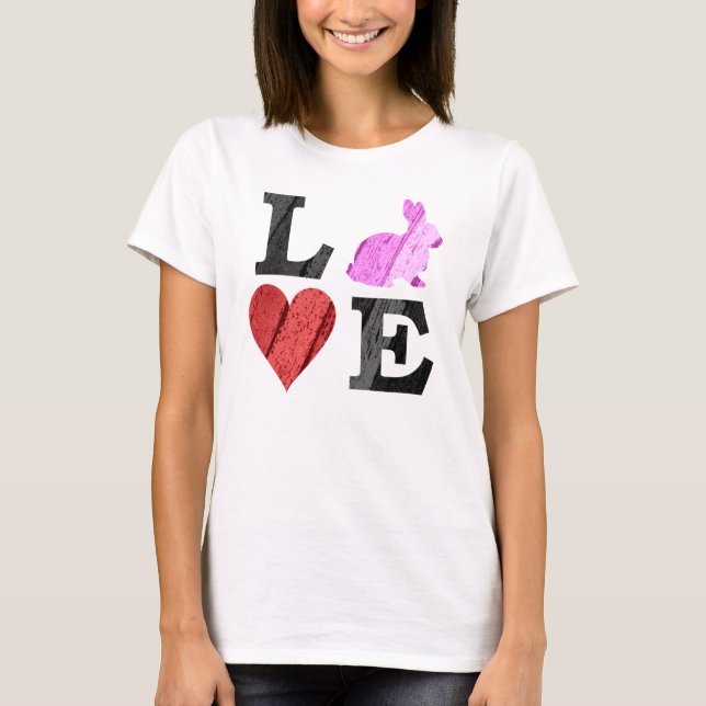 Easter LOVE with Heart and Bunny T-Shirt (Front)