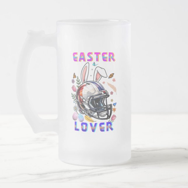 Easter Lover Frosted Glass Beer Mug (Left)