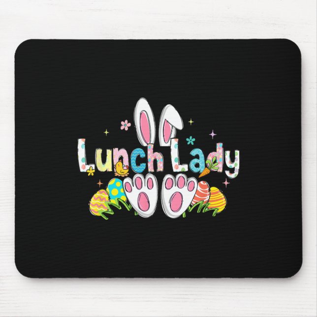Easter Lunch Lady Bunny Ears Lunch Lady Easter Day Mouse Mat (Front)