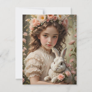 Easter Magic - Girl with Flower Crown and Bunny