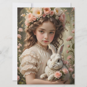 Easter Magic - Girl with Flower Crown and Bunny