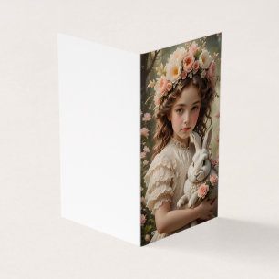 Easter Magic - Girl with Flower Crown and Bunny