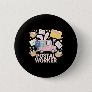 Easter Mail Carrier Bunny Postal Worker Cute Post 6 Cm Round Badge