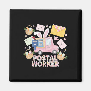 Easter Mail Carrier Bunny Postal Worker Cute Post Magnet
