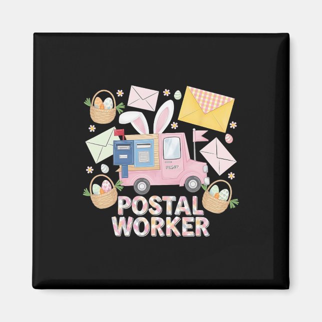 Easter Mail Carrier Bunny Postal Worker Cute Post  Magnet (Front)