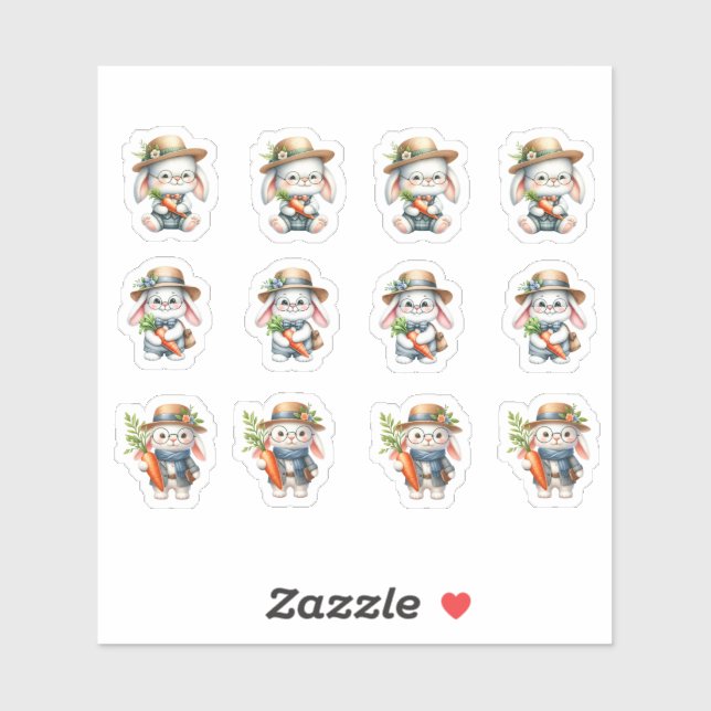 Easter Male Bunnies Wearing Carrots and Glasses (Sheet)