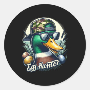 Easter Mallard Duck The Hunt Is On Easter Camo Duc Classic Round Sticker