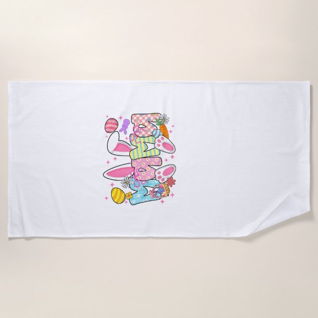Easter Mama Bunny Ears Coquette Bow Easter Rabbit  Beach Towel (Front)