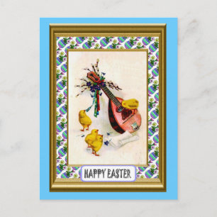 Easter - Mandolin and ester chicks Holiday Postcard