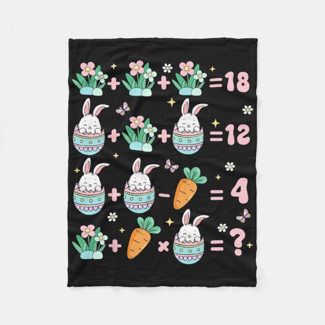 Easter Math Teacher Bunny Fractions Funny Rabbit M Fleece Blanket (Front)