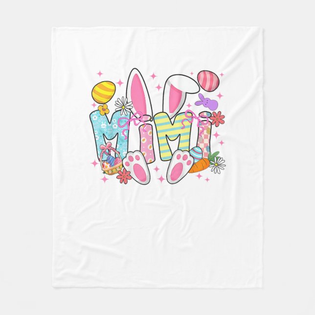 Easter Mimi Bunny Ears Coquette Bow Easter Rabbit  Fleece Blanket (Front)