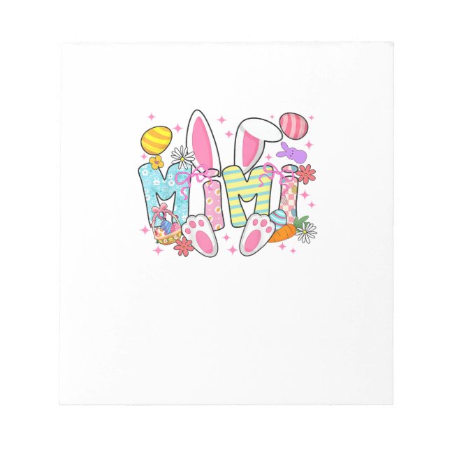 Easter Mimi Bunny Ears Coquette Bow Easter Rabbit  Notepad (Front)
