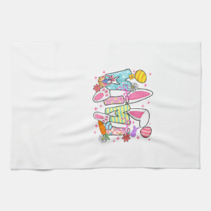 Easter Mimi Bunny Ears Coquette Bow Easter Rabbit  Tea Towel