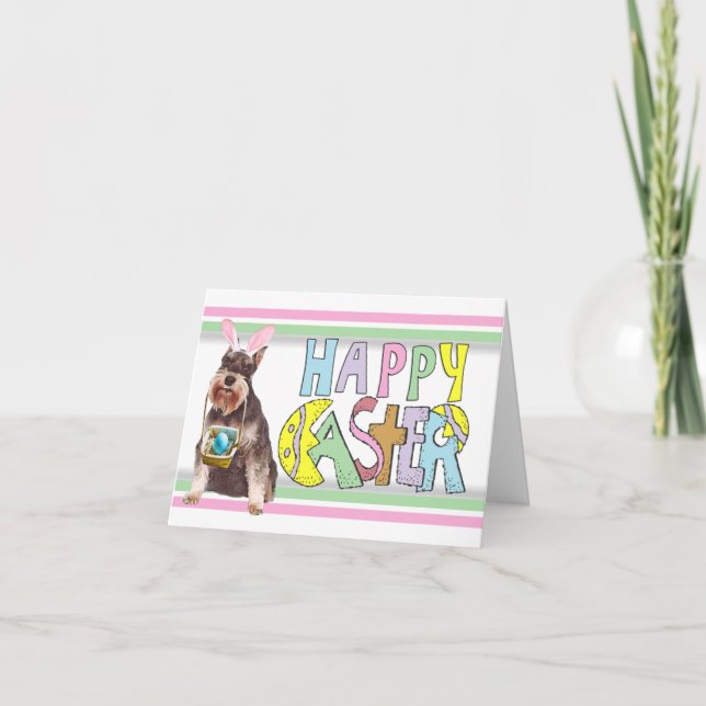 Easter Miniature Schnauzer Holiday Card (Front)