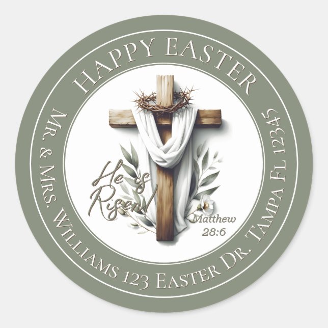 Easter Morning Cross Return Address Label (Front)