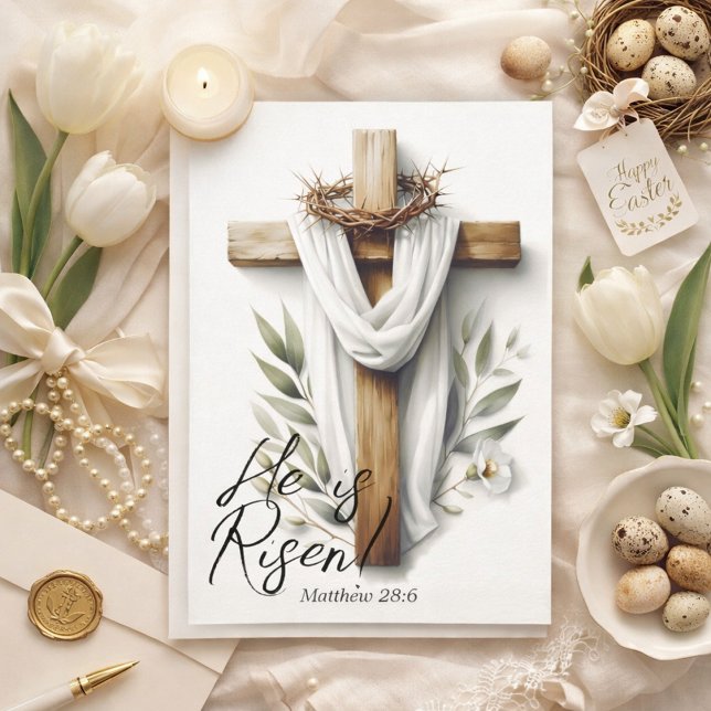 Easter Morning Cross with Crown of Thorns  Holiday Card (Creator Uploaded)
