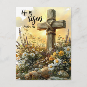 Easter Morning Cross with Glowing Sunrise  Holiday Postcard