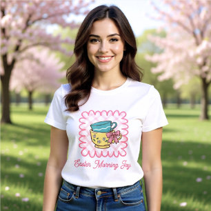 Easter Morning Joy Teacups Cute Gingham  Tri-Blend Shirt