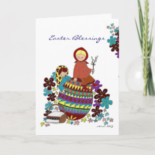 Easter Morning Pysanka Ukrainian Folk Art Holiday Card